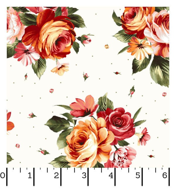 Cotton Flannel - Harvest Rose - Bouquets - Cream