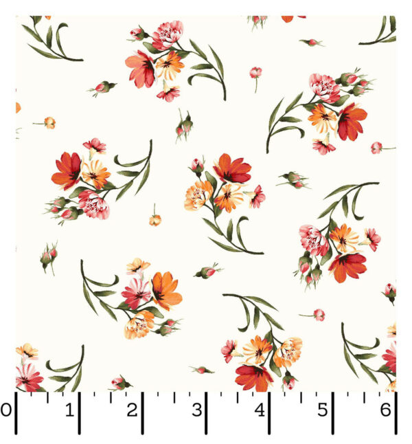 Cotton Flannel – Harvest Rose – Tossed – Cream