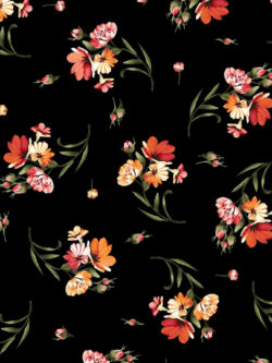 Cotton Flannel - Harvest Rose - Tossed - Black