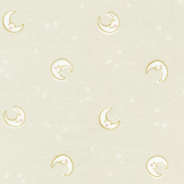 Cotton Flannel - Over the Moon - Moons - Natural