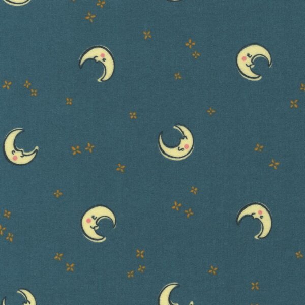 Cotton Flannel - Over the Moon - Moons - Blueberry