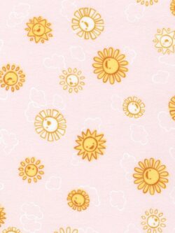 Cotton Flannel - Over the Moon - Suns - Pearl Pink