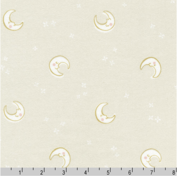 Cotton Flannel - Over the Moon - Moons - Natural