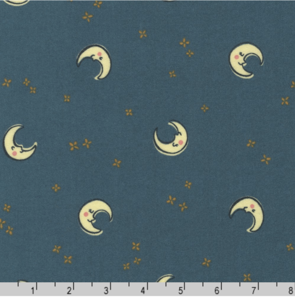 Cotton Flannel - Over the Moon - Moons - Blueberry