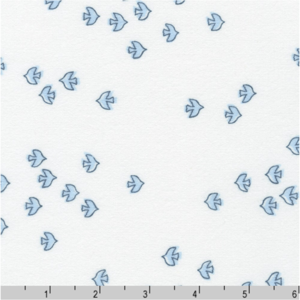 Cotton Flannel - Over the Moon - Little Birds - Blue Jay