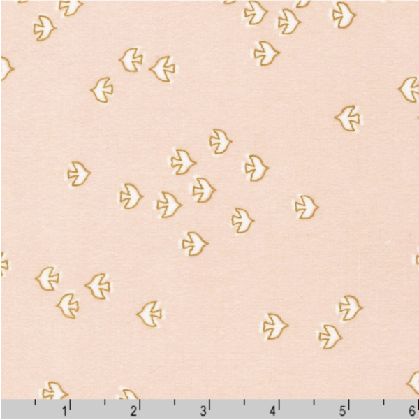 Cotton Flannel - Over the Moon - Little Birds - Camellia