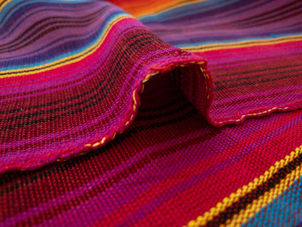 Guatemalan Handwoven Cotton Jaspe - Orchid Sunset Stripe Lite