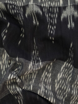 Designer Deadstock - Handwoven Cotton Ikat - Standing Figure Stripe - Black