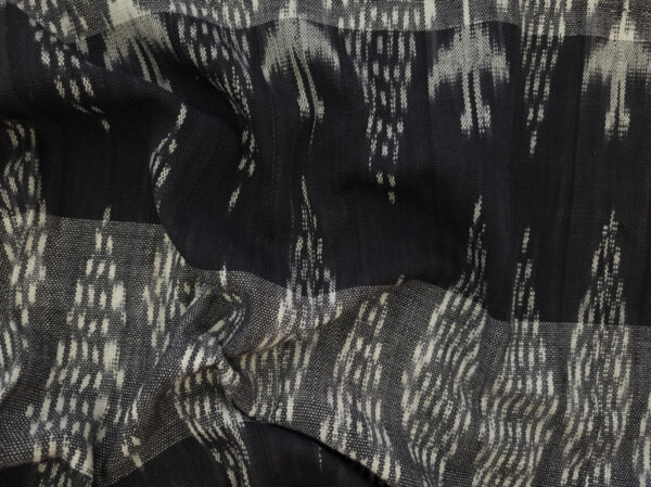 Designer Deadstock - Handwoven Cotton Ikat - Standing Figure Stripe - Black