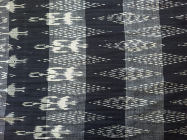 Designer Deadstock - Handwoven Cotton Ikat - Standing Figure Stripe - Black