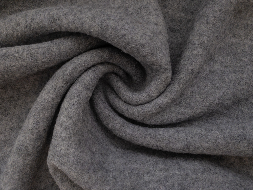 Charcoal Boiled Wool Fabric by Telio