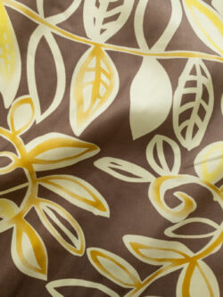 Designer Deadstock - Silk Habotai - Border Print - Yellow Vines