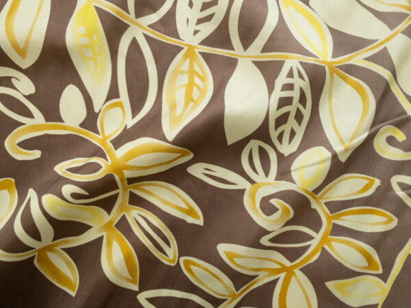 Designer Deadstock - Silk Habotai - Border Print - Yellow Vines