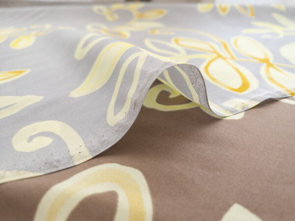 Designer Deadstock - Silk Habotai - Border Print - Yellow Vines