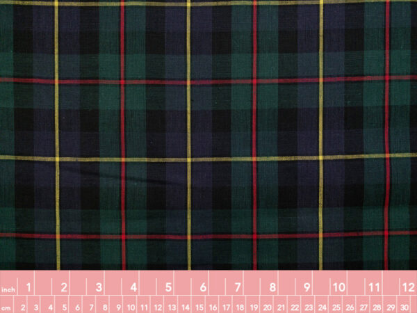 British Designer Deadstock - Yarn Dyed Linen - Tartan - Green/Blue