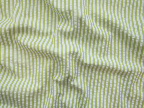 British Designer Deadstock - Seersucker Stripe - Stripe - Green/White