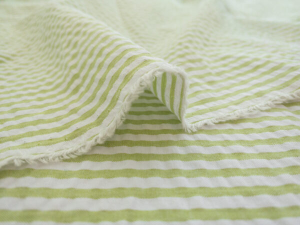 British Designer Deadstock - Seersucker Stripe - Stripe - Green/White