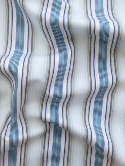 British Designer Deadstock - Cotton Poplin Shirting - Blue Stripe