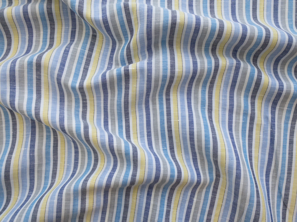 European Designer Deadstock – Yarn Dyed Linen/Cotton – Blue/Yellow ...