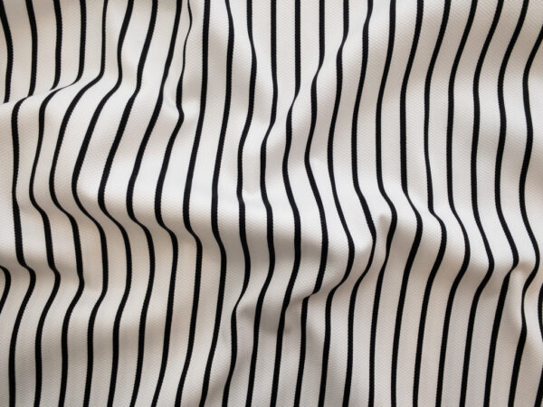 British Designer Deadstock - Cotton Pique - Black/White Stripe