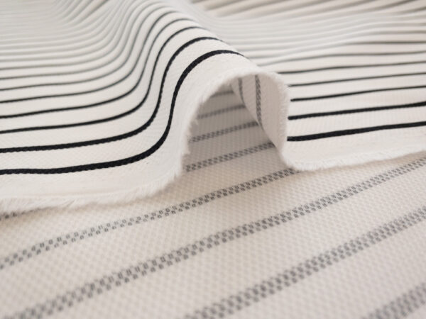 British Designer Deadstock - Cotton Pique - Black/White Stripe