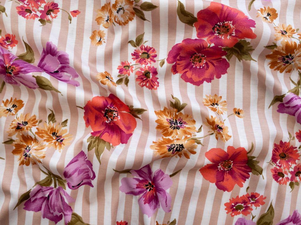 cotton jersey dress fabric Floral Cotton Jersey Knitwear Fabrics Stretch Knit Fabric Dress Fabric by the Yard, by the Meter