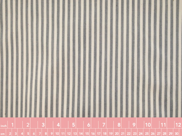 British Designer Deadstock – Cotton/Spandex Stretch Woven – Grey/Cream Stripe