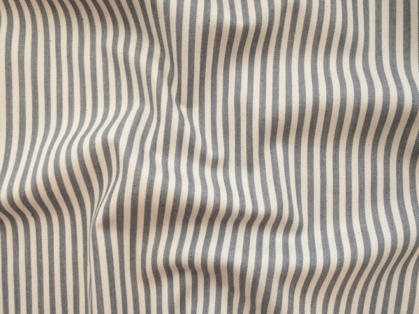 British Designer Deadstock – Cotton/Spandex Stretch Woven – Grey/Cream Stripe