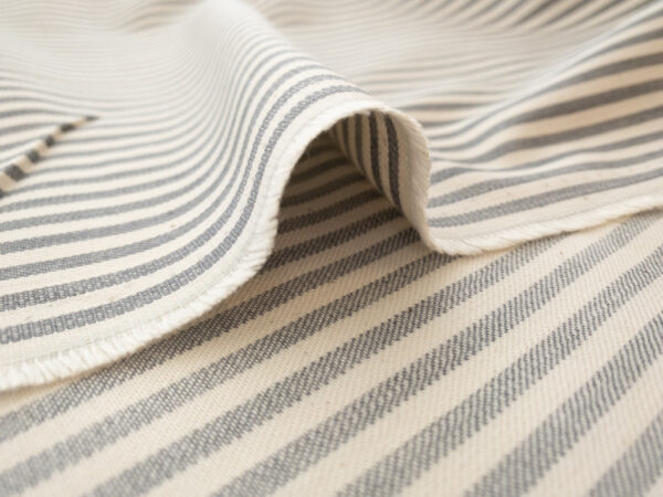 British Designer Deadstock – Cotton/Spandex Stretch Woven – Grey/Cream Stripe