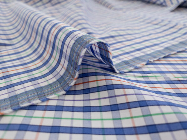 British Designer Deadstock - Cotton Yarn Dyed Shirting -  Primary Plaid