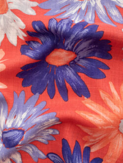 British Designer Deadstock - Linen/Viscose Floral - Orange/Purple