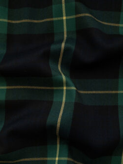 British Designer Deadstock – Viscose/Polyester Stretch Twill – Navy/Green Plaid