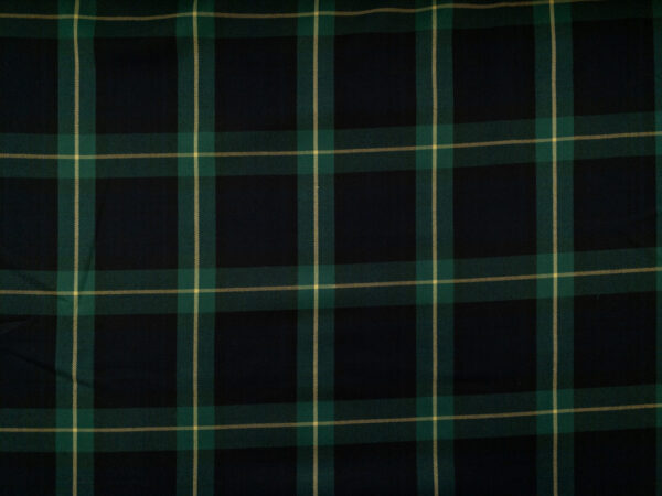 British Designer Deadstock – Viscose/Polyester Stretch Twill – Navy/Green Plaid