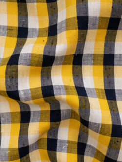 Lady McElroy - Sacramento Yarn Dyed Linen/Viscose - Gingham - Yellow/Navy