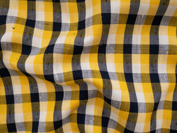 Lady McElroy - Sacramento Yarn Dyed Linen/Viscose - Gingham - Yellow/Navy