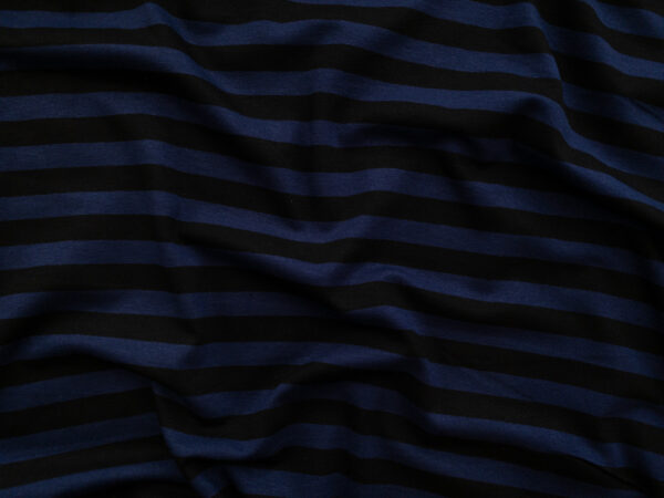 British Designer Deadstock – Viscose/Spandex Knit – Stripe - Black/Violet