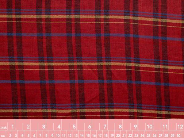 British Designer Deadstock – Yarn Dyed Linen Blend – Primary Plaid