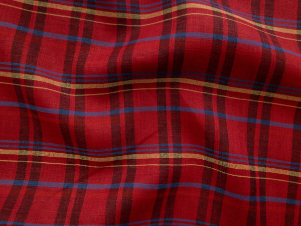 British Designer Deadstock – Yarn Dyed Linen Blend – Primary Plaid