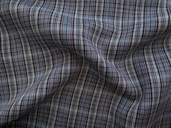 British Designer Deadstock – Yarn Dyed Linen– Blues Plaid