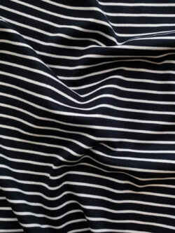 British Designer Deadstock - Viscose/Polyester Ponte de Roma Knit - Black/White Narrow Stripe