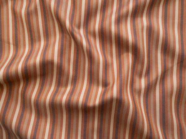 British Designer Deadstock - Yarn Dyed Cotton Sateen - Stripes - Rust/Gold