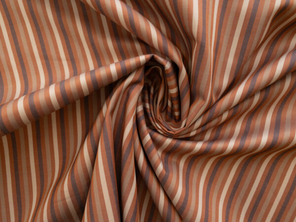 British Designer Deadstock - Yarn Dyed Cotton Sateen - Stripes - Rust/Gold