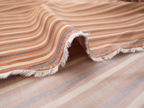 British Designer Deadstock - Yarn Dyed Cotton Sateen - Stripes - Rust/Gold