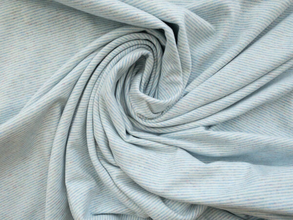 Designer Deadstock - Cotton/Poly Jersey - Stripe - Celeste/Natural