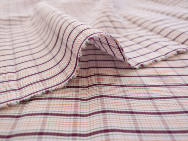 British Designer Deadstock - Cotton Shirting - Plum Plaid