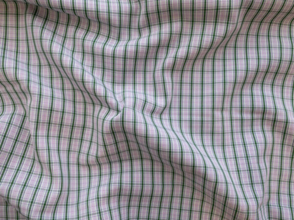 British Designer Deadstock - Cotton Shirting - Green/Pink Plaid