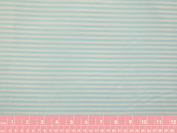 British Designer Deadstock - Cotton Shirting - Aqua/Cream Stripe