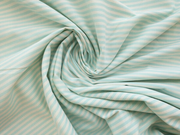 British Designer Deadstock - Cotton Shirting - Aqua/Cream Stripe