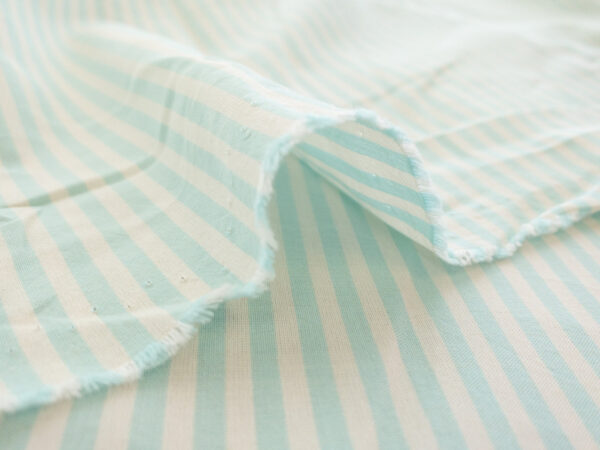 British Designer Deadstock - Cotton Shirting - Aqua/Cream Stripe