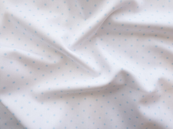 British Designer Deadstock - Cotton Pique - Blue Polka Dot